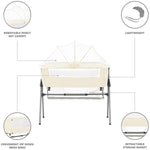 Dream On Me Lotus Bassinet and Bedside Sleeper in Ivory, Lightweight and Portable Baby Bassinet, Adjustable Height Position, Easy to Fold and Carry Travel Bassinet- Carry Bag Included Small
