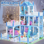 Doll House for Girls 3 4 5 6 7 8 Year Old - 3-Story 6 Rooms Dollhouse with 3 Dolls Light Accessories Furniture and Play Mat, DIY Pretend Dream Dollhouse Toy Gift for Kids (20.5'' x 16'' x 18.7'')