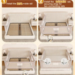 VBABY 3-Piece King Size Bed Rails for Toddler, Adjustable Height Baby Bed Rail Guard, Reinforced Bed Protection Fence for Baby, Grey, 74.8 x 78.7 x 78.7 in