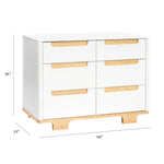 Babyletto Yuzu 6-Drawer Dresser with Over 10-Inch Drawer Extension in White and Natural, Greenguard Gold Certified