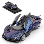 Guarsiliymi 1:36 Collectible Project EVO Model Cars, Die-cast Toy Cars with Light and Sound, Alloy Pull Back Car for Kids Adults Birthday Gift (Purple)