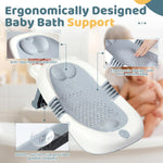 Orzbow Baby Bath Support, Foldable Newborn Bathtub 0-6 Months, Non-Slip Soft Baby Bath Tub with Suction Cups, Ergonomic Design, Newborn Infant Essentials Must Haves, Gray