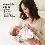 Organic Burp Cloths Baby Boy, Girl - 6-Pack Large 100% Cotton Burping Cloths for Babies, Spit Up Rags, Super Absorbent, Ultra Soft Newborn Rag, Gender Neutral, Machine Washable, Durable (Nordic)