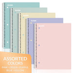 SUNEE Spiral Notebooks, 1-Subject, 5 Pack, College Ruled Paper, 8" x 10-1/2", 70 Sheets per Notebook,3-Hole Punched Paper, Pink,Purple, Blue, Green, Yellow Spiral Lined Notebooks for School,Work