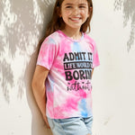 PATPAT Girls T Shirts Size 10-11 Years, Tie Dye Letters Print Graphic Tees Crew Neck Short Sleeve Shirts Trendy Clothes Cute Concert Outfits Cute Tops