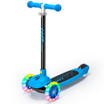 JOVA ZIFFY 3 Wheel Scooter for Kids 3-5, Toddler Kick Scooters with LED Light-Up Wheels for Boys and Girls, 5 Adjustable Height and Lean-to-Steer Design, Support up to 110 lbs, Blue