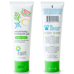 Baby Toothpaste 6 to 12 Months - Rain Fluoride Free Tooth Paste Gel for Infant Toddler Kids 0-6 Years and Up, Safe to Swallow, 2.8 Oz, Babies Training, Xylitol, Vitamin C, Vegan, SLS Free, Gluten Free