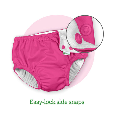 green sprouts Girls' Snap Reusable Absorbent Swimsuit Diaper, Navy Flamingos, 18 M