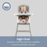 Chicco Stack Hi-Lo 6-in-1 Multi-Use Convertible High Chair, Reclines for Babies and Toddlers, Easy-Clean Baby High Chair Booster Toddler Seat Combo | Tide/Blue/Green