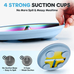 Coinicxcel Stainless Steel Toddler Plates with Suction, 9" BPA-Free Rainbow Baby Plates 2pcs with Removable Food-Grade Silicone Base, Divided Kids Plates Dishwasher Safe, Blue & Green