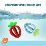 RaZbaby Bites Silicone Baby Teething Toy – Sensory Toy with Textured BerryBumps for Teething Relief, Easy-to-Hold Fruit Shape, BPA-Free, Soothes Front & Back Teeth – Gift for Babies, 3 Months+, Pink