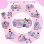 whiffee 13 PCS Kids Play Couch, Modular Glowing Kids Toddler Couches, Kid Play Couch Sofa for Playroom and Bedroom (Rainbow)
