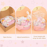 Baby Girl Gifts,Baby Shower Gift Baskets for Girls,Gender Reveal Gifts,Unique Baby Girl Newborn Essentials with Blanket Rattle Toys