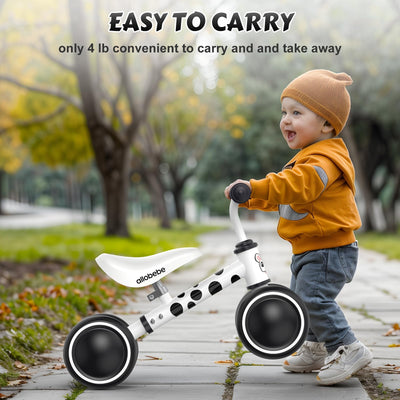 allobebe Baby Balance Bike for 1 Year Old, Toddler First Balance Bike, No Pedal Infant 4 Wheels Baby Walker First Birthday Gift, Mini Bike for 12-24 Months, Spotty Dog