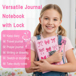 Puchod Diary with Lock for Girls, Gifts for Girl 8 9 10 11 12 13 14 15+ Year Old, Pink Bow Code Secret Diary Girls Journal Notebook with Pen Pink Coquette School Supplies Gifts for Kids Teen Girl