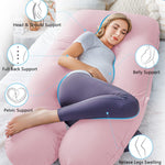 Meiz Pregnancy Pillows, Pregnancy Pillows for Sleeping, Pregnancy Body Pillow Cooling, Maternity Pillow for Pregnant Woman with Cooling Jersey Cover, Pink