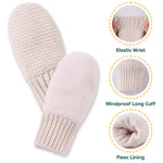 Basic Winter Baby Beanie Gloves Boys Girls Knitted Hat Pompom Kids Earflap Hats Warm Infant Toddler Beanie Mittens Set(Beige(Hat+Gloves),S)