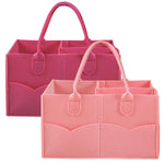 PandaEar 2 Pack Baby Diaper Caddy Organizer, Portable Diaper Holder Nursery Storage Basket for Wipes & baby stuff, Collapsible Baby Organizers with Divided Design (Red/Pink)