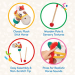 Battat – Classic Hobby Horse – Plush Stick Horse – Wooden Pole & Sensory Textures – Realistic Sounds – 2+ Years – Pony Pal