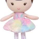 Baby Starters Plush Baby Doll with Rattle, Brunette Olivia, Pink, 9 inch