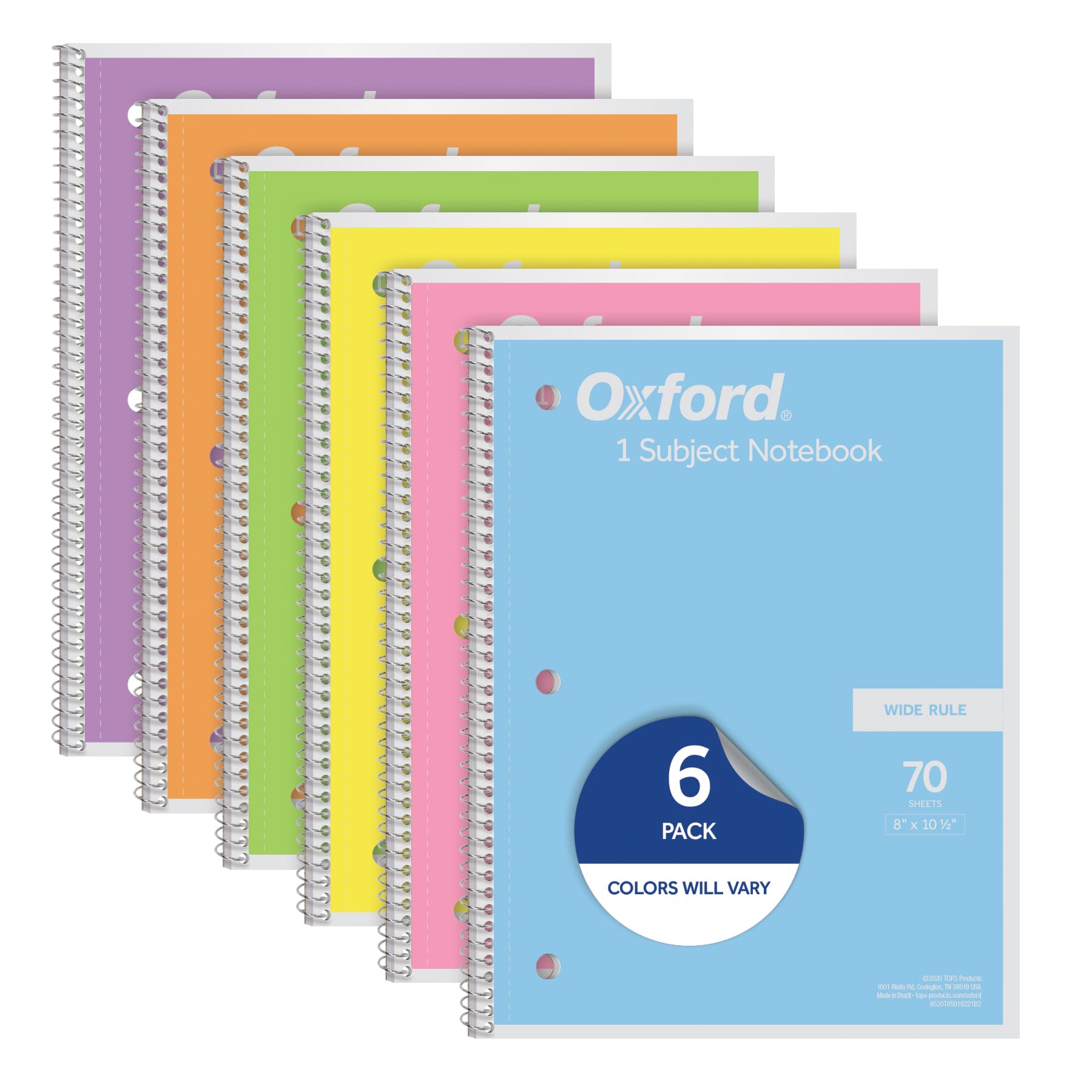Oxford Spiral Notebooks, 6 Pack, 1 Subject, Wide - Oxford - Baby and ...