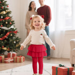 Witwot 2 Pack Toddler Girl Tutu Leggings Baby Girls Cotton Pants with Ruffle Skirt Black Red 18-24M