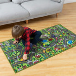 JOYIN Kids Play Rugs - 12 Pull-Back Vehicle Set - Durable Carpet Playmat Rug - City Pretending Play - Toddler Car Track Rug