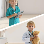 Popsunny Doctor Costume for Kids 3 4 5 Years Old, Toddler Medical Dress up Outfit with Real Stethoscope, Pretend Play Coat Gift for Boys Girls