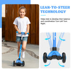 Kids Scooter,LED Lighted Wheels and 3 Adjustable Height Handlebars Scotters for Kids 3-12,3 Wheel Toddler Kick Scotter for Boys & Girls up to 132 Lbs.