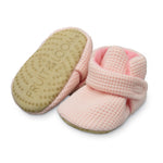 Fruit of the Loom Cozy Thermal Wrap Booties with Non-Slip Grips for Baby & Toddler Girls, Boys, Unisex - Pink Waffle (12-18 Months)