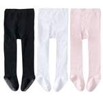 EPEIUS Toddler Girl Tights Baby Boy Seamless Non Slip/Skid Grip Leggings Cotton Stockings Footed Pants Solid Plain Tights Pantyhose for 12-24 Months,3 Pair Pack,Black/White/Pink