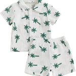 Baby Boys Clothes Set Toddler Infant Boys Button-down Shirt Tops + Cotton Gauze Shorts Summer Outfit 2PCS with Pockets