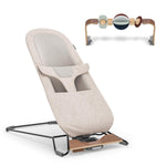UPPAbaby Mira Bouncer Bundle, Includes Mira 2-in-1 Bouncer and Wonder Wheel Toy Bar, Seat Grows with Your Baby, Folds Flat, Sensory Entertainment – Charlie (Sand Mélange)