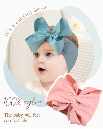 doboi 12pcs Big Baby Bows Baby Girl Headbands Ribbon Bow Hair Accessories Nylon Headband Bows for Baby Girls Infant Newborn Toddler
