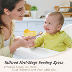 DRKIO 8-Piece Silicone Baby Spoons - Infant Spoons First Stage Self Feeding Baby Led Weaning Supplies Toddler Training Utensils Soft Chewable-Tip BPA-Free Dishwasher Safe Boil-proof
