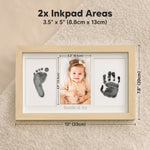 Inkless Hand and Footprint Kit, Boy, Girl, Newborn Keepsake - No Mess Ink Pad for Baby Handprint, Clean Touch Paw Print Kit for Dog Picture Frame, Personalized Baby Christmas Shower Gifts (Ash Wood)