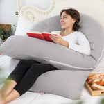 Meiz Pregnancy Pillows for Sleeping, Full Body Pregnancy Pillow with 300TC Comfy Pillowcase & Microfiber Inner Cover- for Back Support - 65 Inch (Grey)
