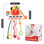 Hooku Montessori Toys for 1 Year Old, Sensory Toys for Babies, Food Grade Silicone Pull String Activity Toy, Fine Motor Toys, Baby Travel Toys, Toddler Baby Girl Boy Gifts