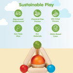 PlanToys Wooden Clutching Triangle Baby Toy with Gentle Sound in Two-Toned Ball (5244) | Sustainably Made from Rubberwood and Non-Toxic Paints and Dyes