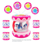 WSJKPA Baby Toys Carousel Rotating Light Up Infant Toys, Musical Crawling Toy for Toddlers (Pink, 18+ Months - 3 Years, 2 AA Batteries)