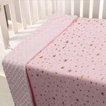 Donsonny Baby Blanket for Boys Girls Soft Minky with Double Layer Dotted Backing, Star and Moon Printed 30 x 40 Inch Receiving Blanket (Pink)