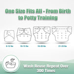 wegreeco Cloth Diapers 6 Pack with 6 Inserts & 1 Wet Bag, Washable Cloth Diapers for Babies, One Size Adjustable Reusable (Car, Airplane)