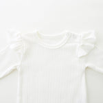 FITFIFTH POD Baby Ruffle Top Newborn Bodysuit Short Sleeve Baby White Girl 100% Organic Cotton Breathable Solid white 0~3Months