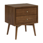 Babyletto Palma 2-Drawer Assembled Nightstand in Natural Walnut, GREENGUARD Gold Certified, Mid-Century Modern Design