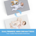 Dourxi Mini Crib Mattress, 38x24X4 Inch Dual Sided Comfort Gel Memory Foam, Breathable Premium Baby Mattress for Mini and Portable Cribs w/Removable Outer Cover - White&Grey