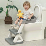 Potty Training Toilet Seat with Step Stool Ladder for Boys and Girls, 2 in 1 Potty Training Toilet, Splash Guard Anti-Slip Pad Step Stool（Gray-White) Pedal Upgrade