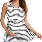 Xpenyo Womens Maternity Tank Top Sleeveless Lace Crochet Trim Peplum Cami Shirts White Striped L