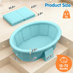 Baby Bathtub with Inflatable Top Edge, Extra Stable Infant Bath Tub, Collapsible & Portable for Baby Bath Time, No Tilt Design for 12M-6Y Newborn, No Assembly for Travel Shower