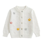 Baby Toddler Girls Thin Cardigan Sweater Spring Autumn Hand Embroidered Floral Coats for Kids 6-12 Months F-Off-White