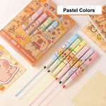 MOZXIRZ 6 Pcs Capybara Highlighter Marker Cute Capybara Pastel Highlighter Marker Pens for Students Boys Girls Women Highlighter Pens School Supplies Office Supplies (6Pcs Capybara)